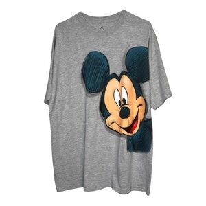 Walt Disney World Hanes T Shirt Gray Big Mickey Mouse Double Sided Size XL